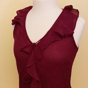 Gauze Sleeveless Ruffled Top